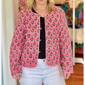 Indian Hand Block Print Fabric Quilted Jacket Short kimono Women Wear New Style